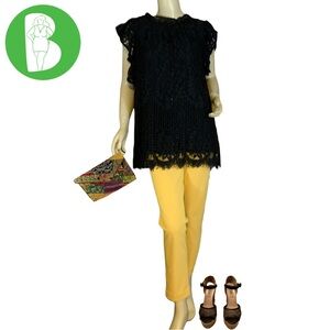 SWEET LOVELY BLACK LACE CAP SLEEVE TUNIC BLOUSE (3XL)